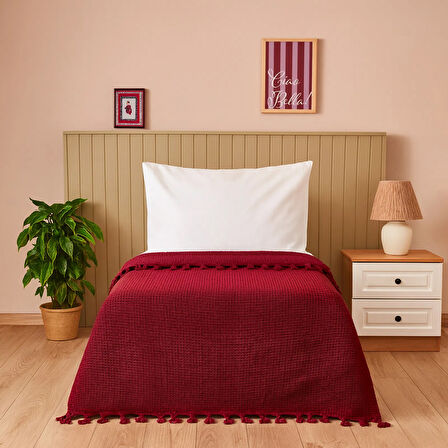 Soft Alora Tek Kişilik Yatak Örtüsü - Kırmızı - 160x230 cm