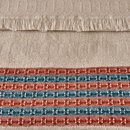 Soft Marun Tek Kişilik Yatak Örtüsü - Ekru / Kırmızı - 160x230 cm