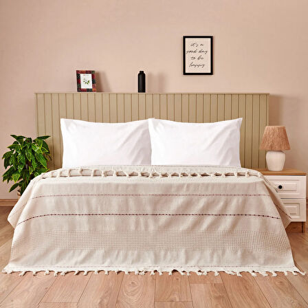 Soft Solvia Çift Kişilik Yatak Örtüsü - Krem - 200x230 cm