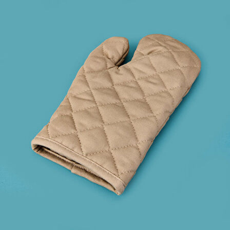Gabardin Fırın Eldiveni - Bej - 17x30 cm