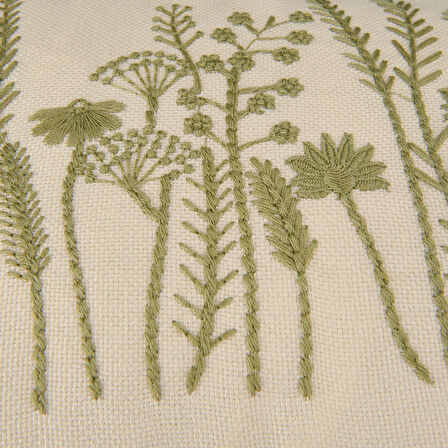 Soft Green Culture Nakışlı Kırlent - Ekru - 30x50 cm