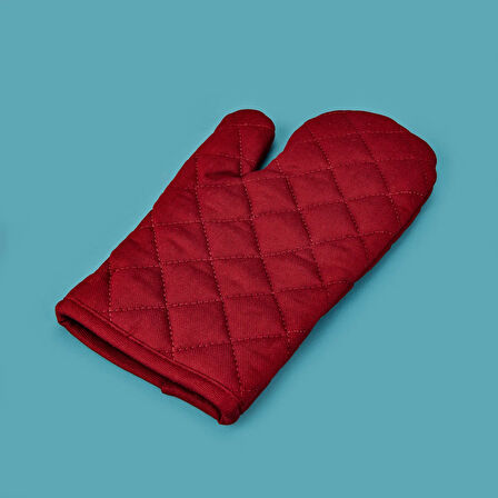 Gabardin Fırın Eldiveni - Kırmızı - 17x30 cm
