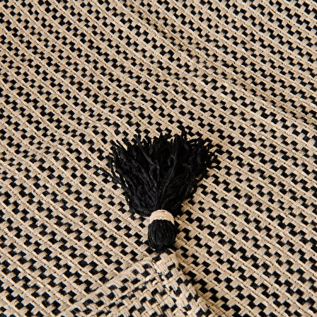 Soft Shiny Koltuk Şalı - Bej / Siyah - 130x170 cm