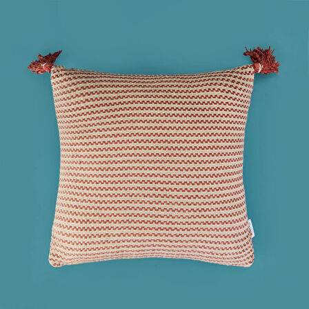 Soft Shiny Kırlent - Bej / Kiremit - 45x45 cm