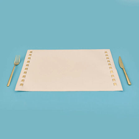 Kitchen Deri Amerikan Servis - Bej - 32x44 cm