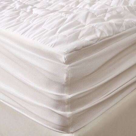 Soft Kapitoneli Sıvı Geçirmez Fitted Çift Kişilik Alez - Beyaz - 160x200 cm