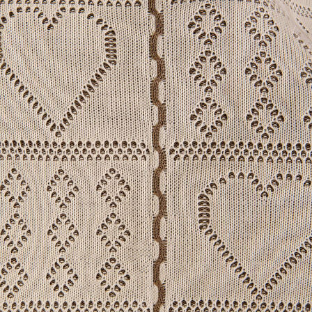 Soft Kalp Desenli Tirko Koltuk Şalı - Bej - 120x160 cm