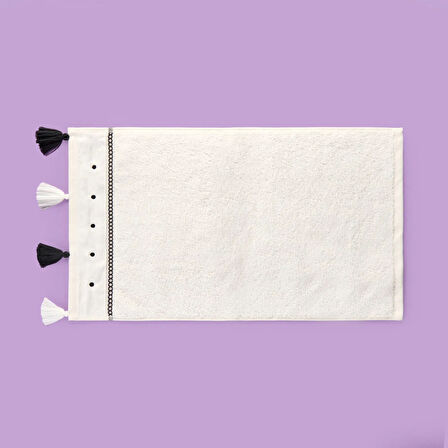 Soft Piene El Havlusu - Ekru / Siyah - 30x50 cm