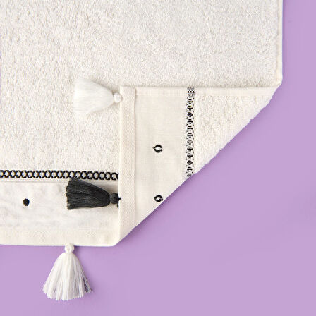 Soft Piene El Havlusu - Ekru / Siyah - 30x50 cm