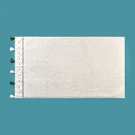 Soft Piene Yüz Havlusu - Ekru / Yeşil - 50x90 cm