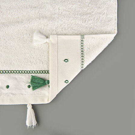 Soft Piene El Havlusu - Ekru / Yeşil - 30x50 cm