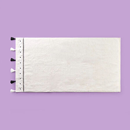 Soft Piene Yüz Havlusu - Ekru / Siyah - 50x90 cm