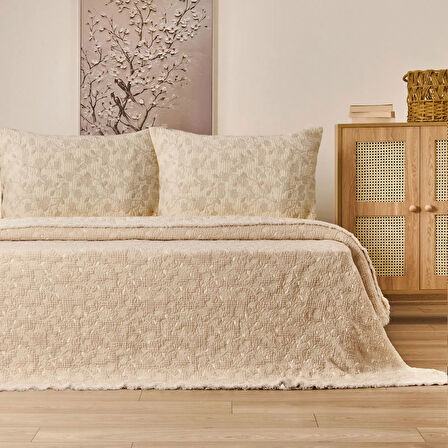 Soft Selimi Çift Kişilik Yatak Örtüsü Seti - Bej - 230x250 cm
