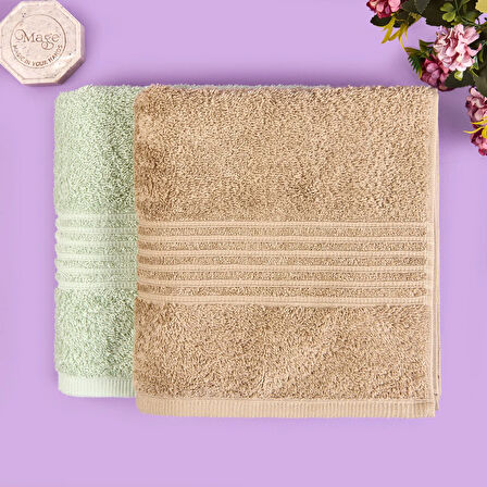 Soft Samantha 2'li Havlu Seti - Mint / Bej - 50x100 cm