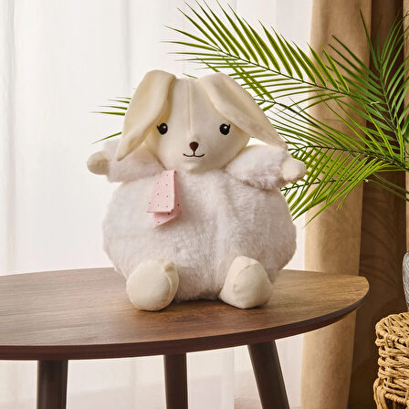 Soft Tombul Tavşan Figürlü Yastık - Bej - 26x30 cm