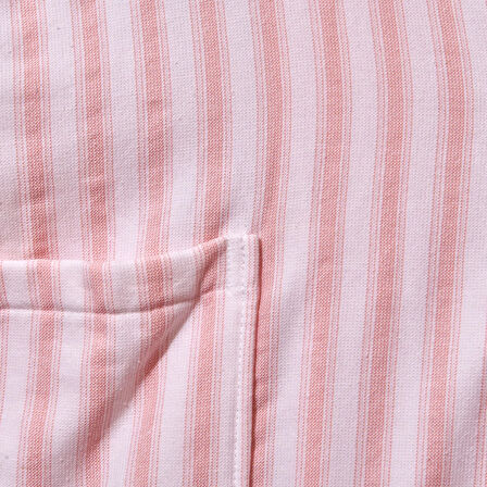 Soft Kimono Çizgili Kadın Bornoz - Beyaz / Pembe - S / M