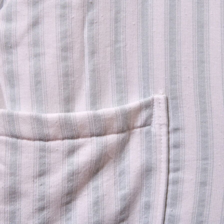 Soft Kimono Çizgili Erkek Bornoz - Beyaz / Mavi - L / XL