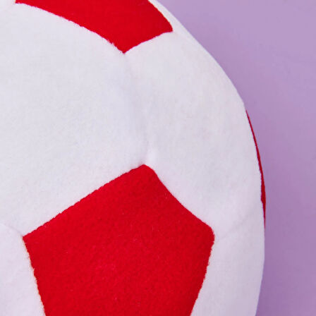 Soft Futbol Topu Figürlü Yastık - Beyaz / Kırmızı - 30x30 cm