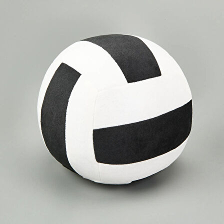 Soft Voleybol Topu Figürlü Yastık - Siyah / Beyaz - 20 cm