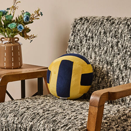 Soft Voleybol Topu Figürlü Yastık - Lacivert / Sarı - 20 cm