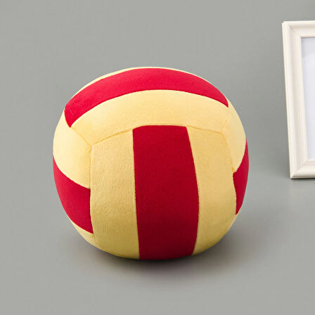 Soft Voleybol Topu Figürlü Yastık - Kırmızı / Sarı - 20 cm
