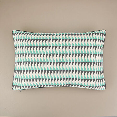 Soft Lalbahar Kırlent - Ekru / Mavi - 40x60 cm