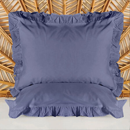 Soft Basic Fırfırlı 2'li Yastık Kılıfı - Lacivert - 50x70 cm