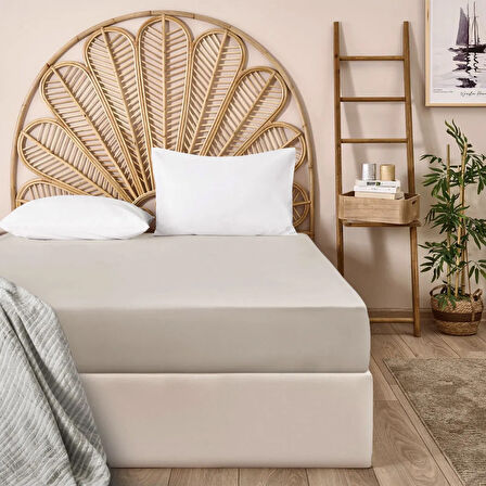 Soft Basic Çift Kişilik Düz Kenar Çarşaf - Bej - 240x260 cm