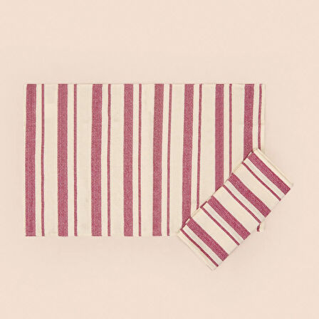 Soft Alno 2'li Amerikan Servis - Ekru / Mürdüm - 30x50 cm