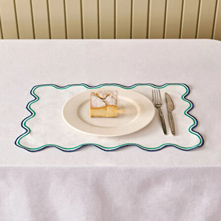 Soft Nonna Amerikan Servis - Yeşil / Mavi - 30x50 cm