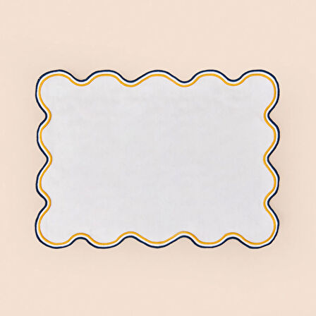 Soft Nonna Amerikan Servis - Hardal / Mavi - 30x50 cm