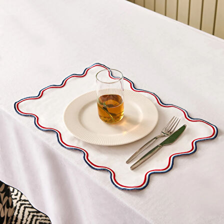 Soft Nonna Amerikan Servis - Mavi / Kırmızı - 30x50 cm