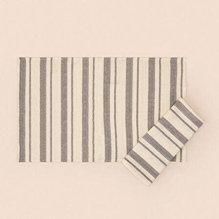 Soft Alno 2'li Amerikan Servis - Ekru / Antrasit - 30x50 cm