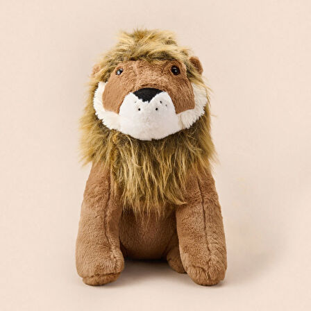 Soft Ormanların Kralı Aslan Figürlü Yastık - Kahverengi - 30x55 cm