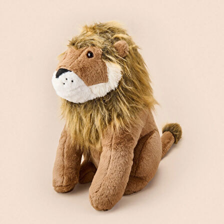 Soft Ormanların Kralı Aslan Figürlü Yastık - Kahverengi - 30x55 cm