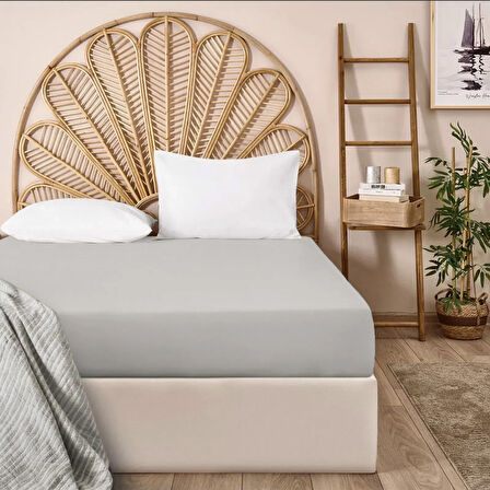 Soft Basic Çift Kişilik Lastikli Çarşaf - Gri - 160x200 cm