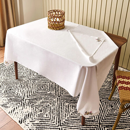 Soft Fancy Granny Masa Örtüsü - Beyaz - 140x200 cm