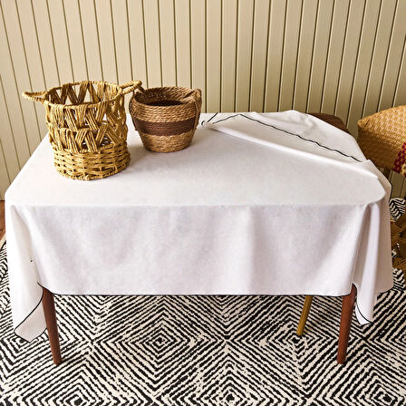 Soft Elegant Masa Örtüsü - Beyaz - 140x200 cm