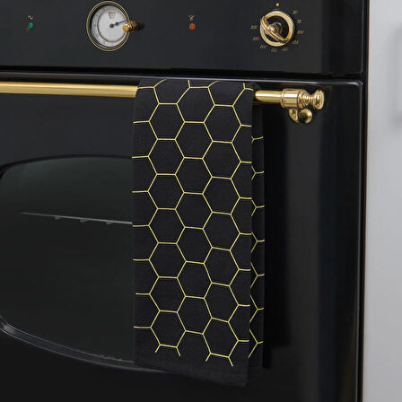 Soft Hexagon Mutfak Havlusu - Siyah - 40x66 cm