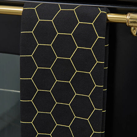 Soft Hexagon Mutfak Havlusu - Siyah - 40x66 cm