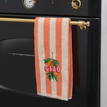 Soft Oren Mutfak Havlusu - Ekru / Turuncu - 40x66 cm