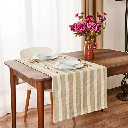 Soft Freya Runner - Yeşil / Ekru - 50x130 cm