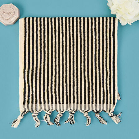 Soft Helga El Havlusu - Ekru / Siyah - 30x50 cm