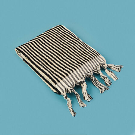 Soft Helga Yüz Havlusu - Ekru / Siyah - 50x90 cm