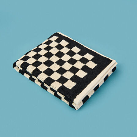 Soft Elena Yüz Havlusu - Ekru / Siyah - 50x90 cm