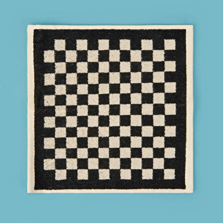 Soft Elena 2'li Havlu Seti - Ekru / Siyah - 30x30 cm