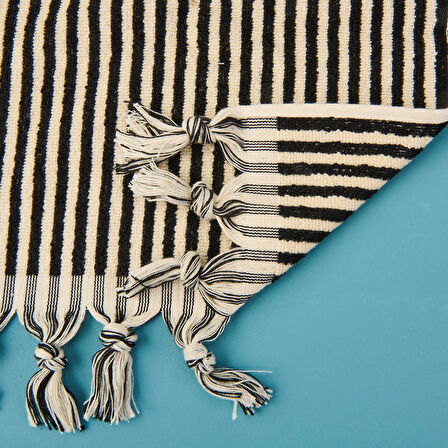 Soft Helga 2'li Havlu Seti - Ekru / Siyah - 30x30 cm