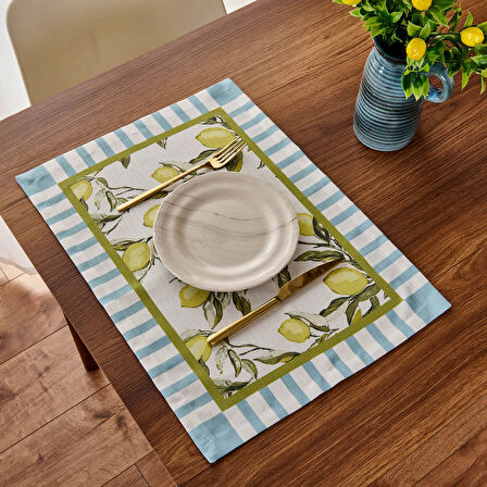 Soft Lime Cello Elvid 2'li Amerikan Servis - Renkli - 35x50 cm