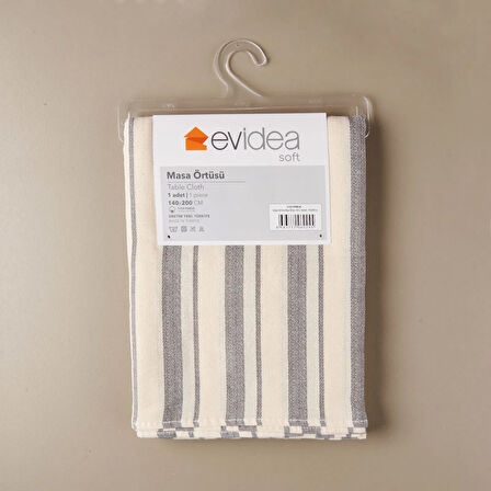 Soft Alno Masa Örtüsü - Ekru / Antrasit - 140x200 cm