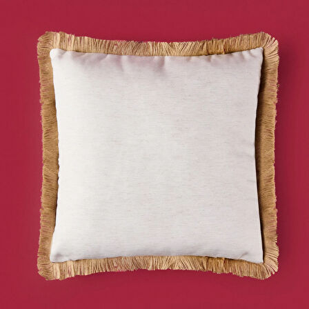 Soft Palm Breeze Saçaklı Kırlent - Ekru - 45x45 cm